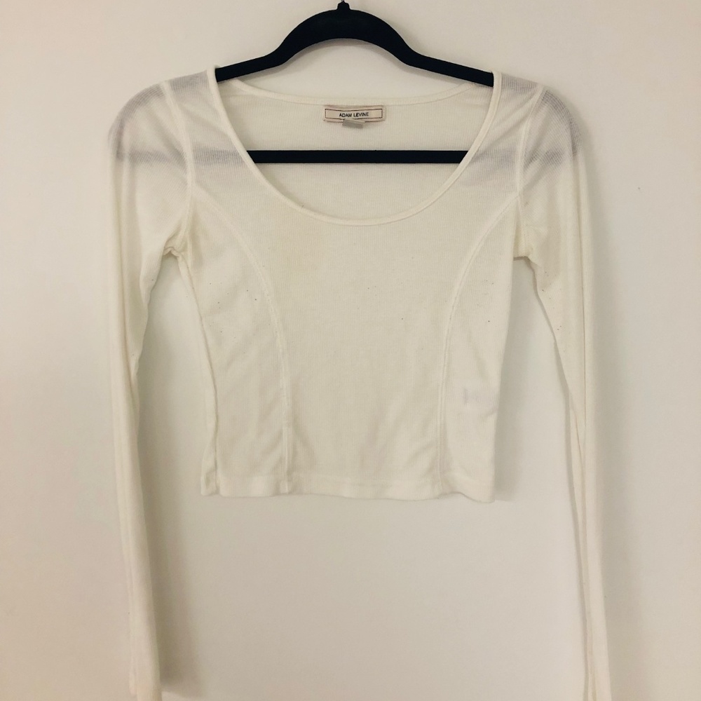 Long-Sleeve Cream Crop Top